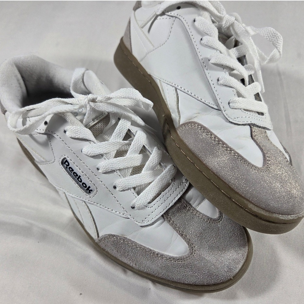 Reebok Club C 85 White Silver Glitter Suede Gum Sole Sneakers Womens 7 30252WWCB